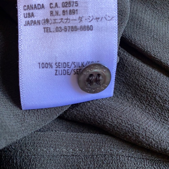 Escada 💯 Silk Dark Olive Beautiful Blouse - Picture 6 of 11